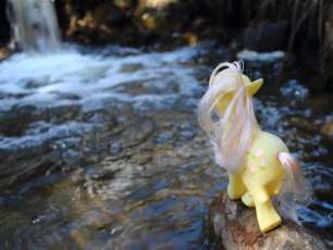 Posey and a waterfall