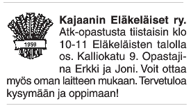 eläkeläiset atk-opastus ilmoitus 281015